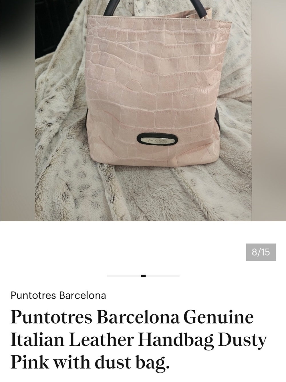 Dusty Pink Croc-Embossed Leather Tote